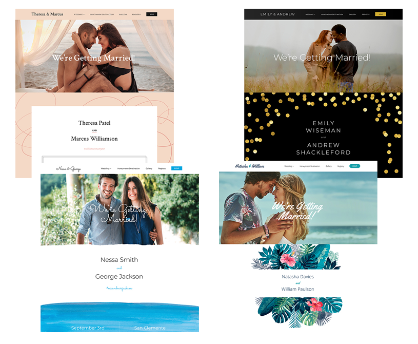 Honeymoon Registry Wedding Website - Themes